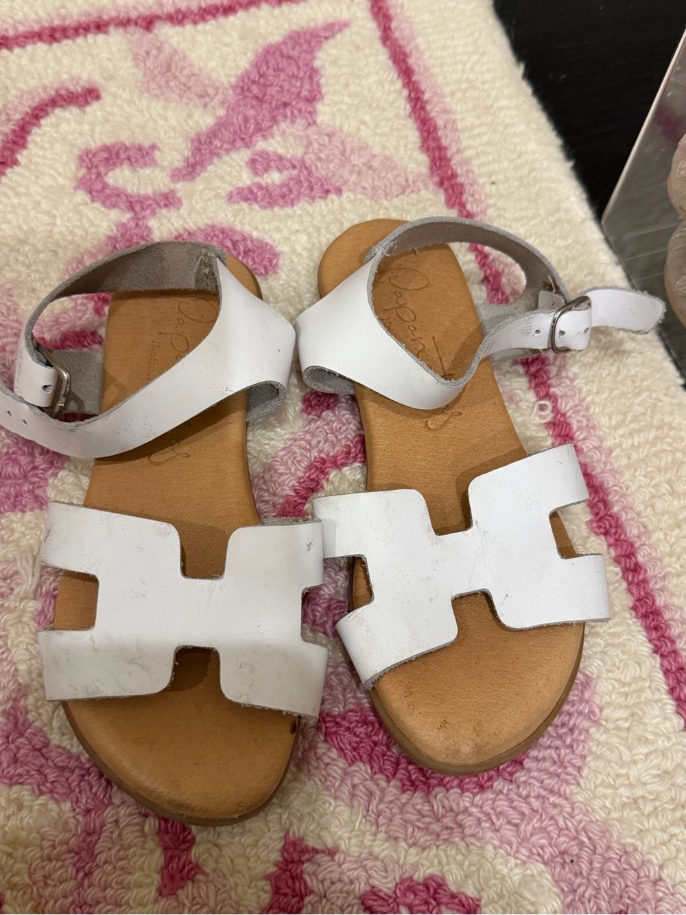 Kids White H Leather Ankle-Strap Sandals - Casual Summer Style